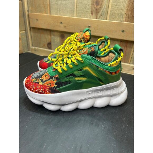 Versace Chain Reaction Sneakers EU37 US7 Multicolor Green Red Yellow - Picture 6 of 10